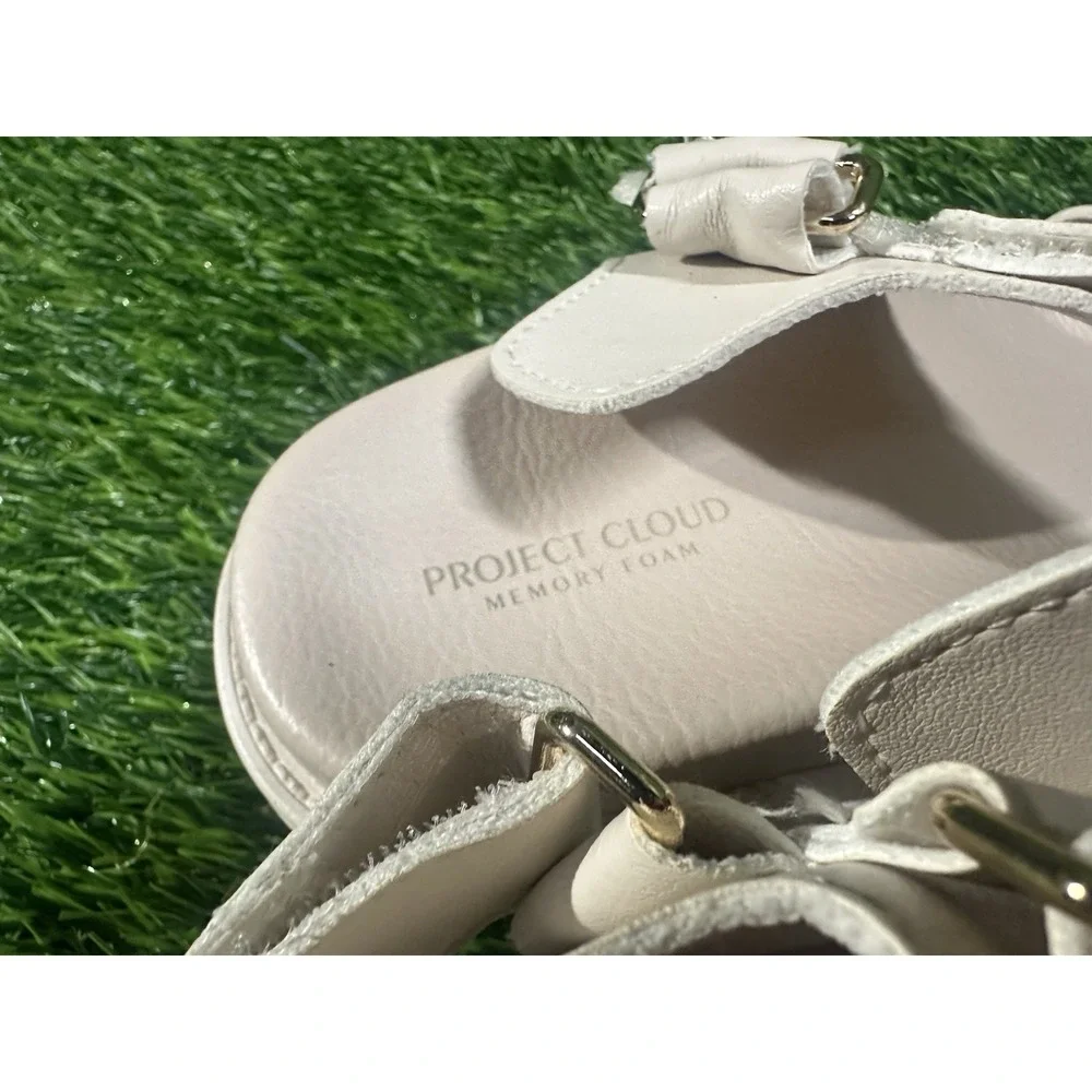 Project Cloud Women's White Strappy Platform Leather Sandals Hook & Loop 8